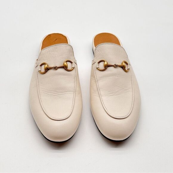 Gucci Princetown Mules Horsebit Mystic White Leather SlipOn Loafers EU37.5 US7.5 - Picture 2 of 11